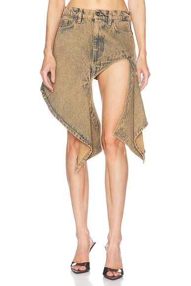 ☆関税込み☆【Y/PROJECT】Cutout denim miniskirt Y/Project Evergreen Cut Out Denim Mini Skirt in Evergreen