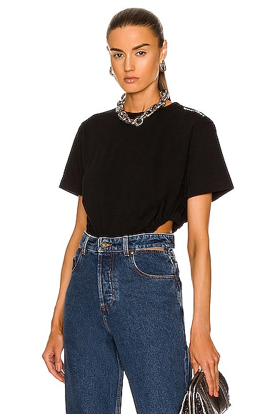 Classic Ruched T-shirt Bodysuit in Black