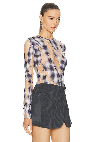 Y/project Devore Long Sleeve Top In Blue Print