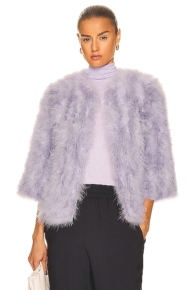 Yves Salomon Feather Cropped Jacket in Lavender