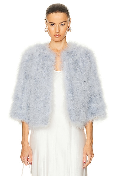Yves Salomon Feather Cropped Jacket in Nuage