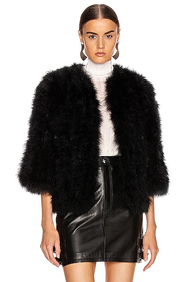 Yves Salomon Feather Jacket in Noir