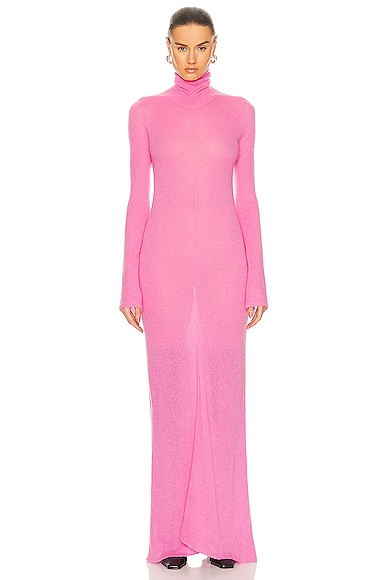 Zeynep Arcay Soft Touch Turtleneck Maxi Dress in Pink