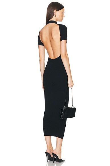 Zeynep Arcay Backless Knit Midi Dress in Black
