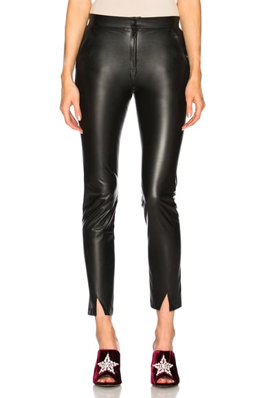 Coated Leather Pants with Ankle Slits