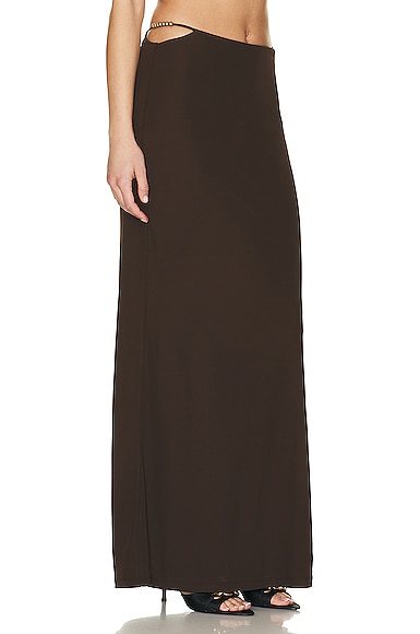 Shop Zeynep Arcay Jersey Maxi Skirt In Dark Brown