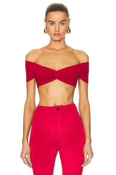 Zeynep Arcay Knit Crop Top in Red