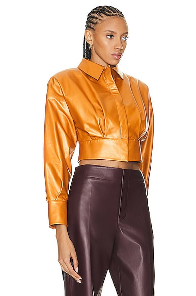 Shop Zeynep Arcay Leather Shirt In Amber