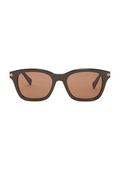 Zegna Geometric Acetate Sunglasses in Brown