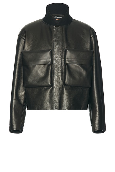 Zegna Leather Jacket in Black | FWRD