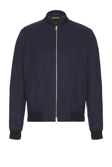 Lemaire Stand Collar Overshirt in Ink Blue | FWRD