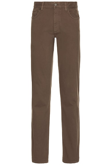 Zegna Stretch Gaberdine Pants in Dark Taupe