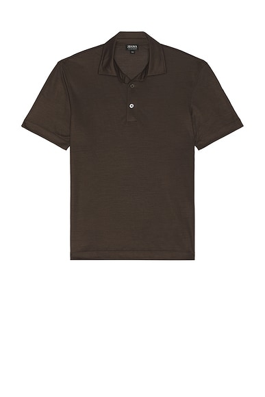 Zegna High Performance Polo in Dark Brown