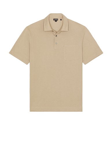 Zegna Pure Cotton Piquet Polo in Light Taupe