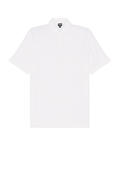 Zegna High Performance Piquet Short Sleeve Polo in White