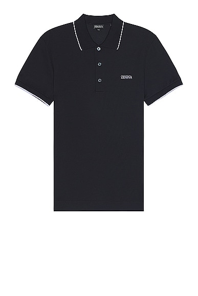 Zegna Short Sleeve Polo in Black