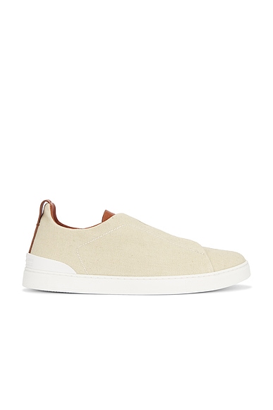 Zegna Triple Stitch Low Top Sneaker in Dust White