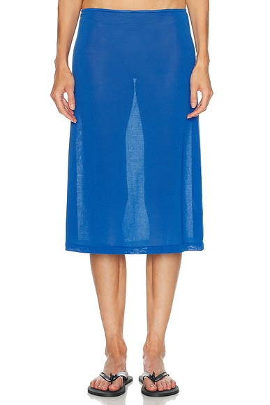 Ziah Sheer Knit Skirt in Electric Blue