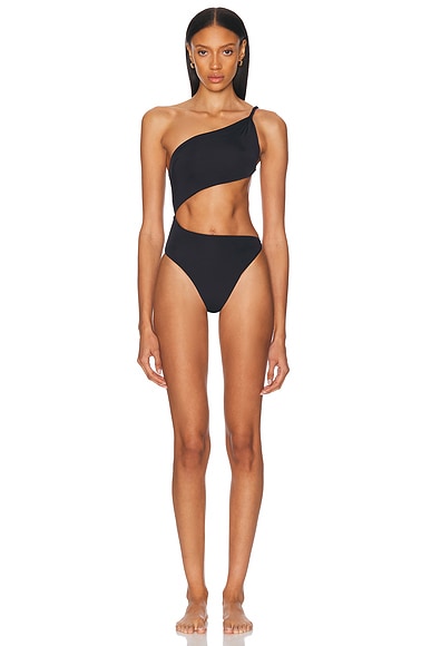 Ziah Cut Out Twisted One Piece Swimsuit in Black