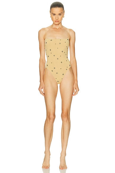 Eyelet Fine Strap One Piece Swimsuit