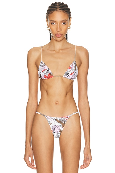 Ziah Fine Strap Triangle Bikini Top in Venusy