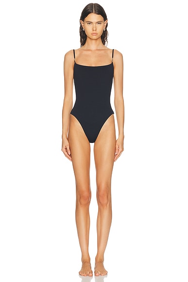Ziah Tweed Beaded One Piece Swimsuit in Black