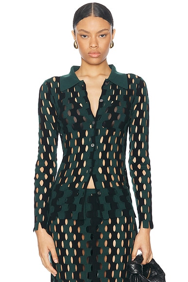 Zankov Annika Cardigan in Eucalyptus & Black