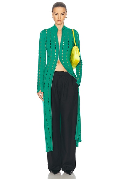 Zankov Anatolia Zip Cardigan in Emerald