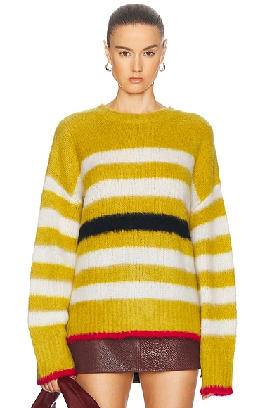 JoosTricot Long Sleeve Crew Neck Sweater in Limelight Coal FWRD