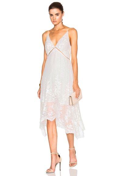 Zimmermann Roza Silk Veil Asymmetric Dress in White FWRD