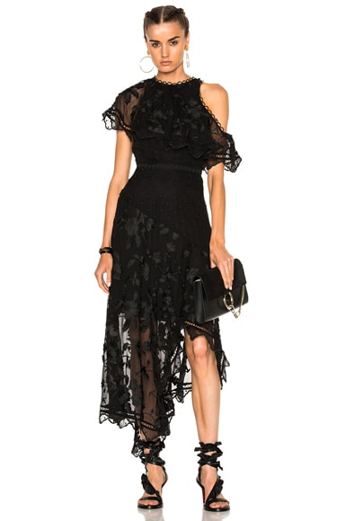 Zimmermann Mercer Bird Floating Dress in Noir FWRD