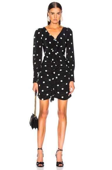ZIMMERMANN 3976SS251IVOTPCL 関税送料込 Zimmermann Fleeting Cinched Dress in Black & Sage Dot | FWRD