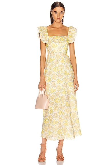 Zimmermann goldie ruffle neck long dress deals