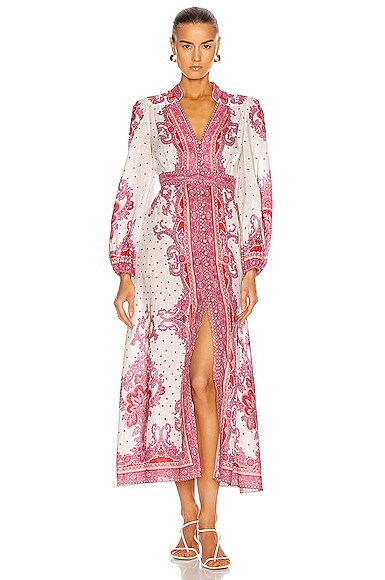Zimmermann Bells Paisley Long Dress in Red Paisley | FWRD