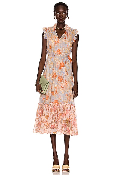 Zimmermann★素敵！カンデセントウォーターフォールスカート Cascadian Ruffle Midi Dress Olive Online | Zimmermann