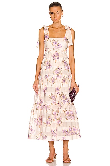 ZIMMERMANN レースストラップワンピース　タグ付き Zimmermann Rosa Striped Picnic Dress in Lilac Rose | FWRD