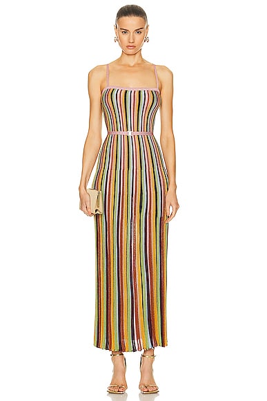 Zimmermann Alight Lurex Stripe Midi Dress in Lurex Multi