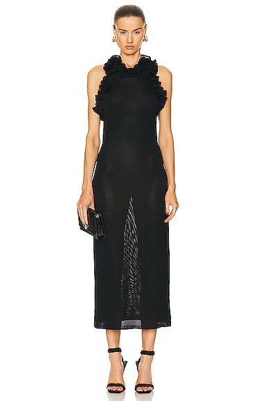 Alessandra Rich Lace Decollete Chantilly Lace Dress in Black | FWRD
