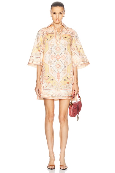 Zimmermann Wylie Tunic Dress in Mustard Multi