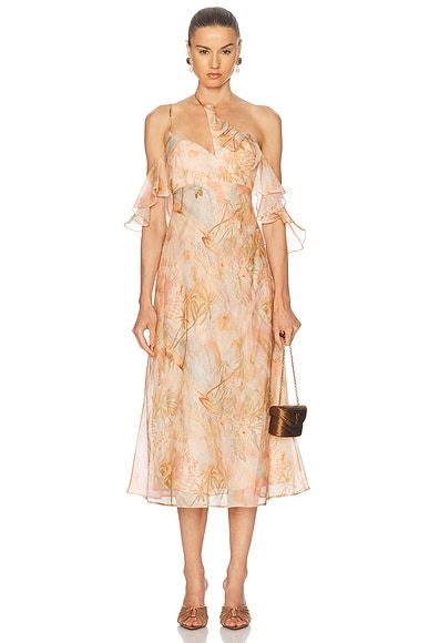 Zimmermann Illuminate Flutter Slip Dress in Guava Paradise