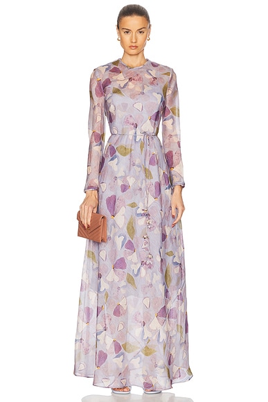 Zimmermann Dawning Sheath Dress in Lilac Pansy