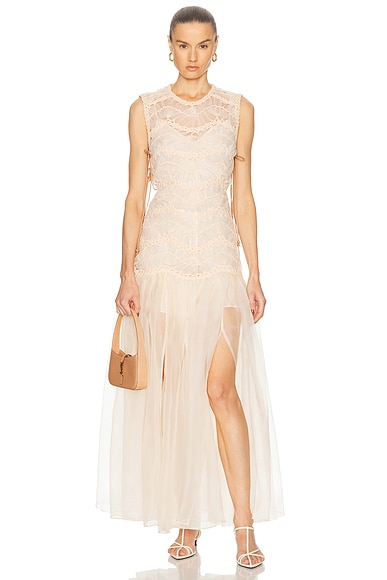 Zimmermann Illuminate Macrame Maxi Dress in Cream