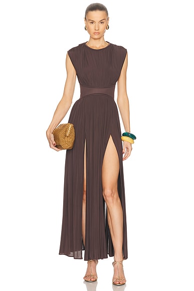 Zimmermann Illuminate Column Dress in Chocolate