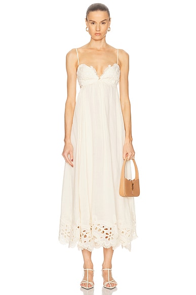 Zimmermann Coco Embroidered Dress in Cream