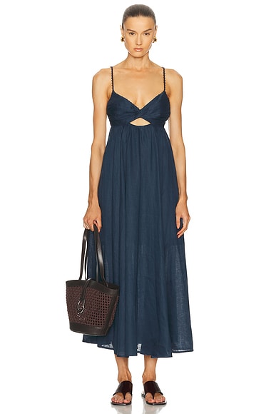 Zimmermann Ascension Twist Front Dress in Dark Blue