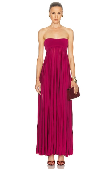 Luna Jersey Bandeau Gown in Fuchsia