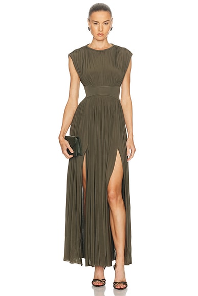Zimmermann Luna Column Dress in Olive