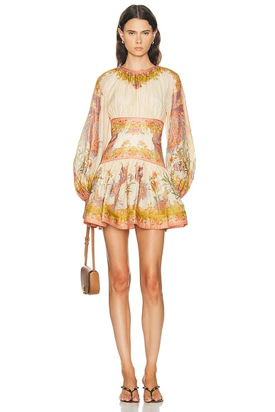 Zimmermann Indra Mini Dress in Chartreuse Scarf Floral