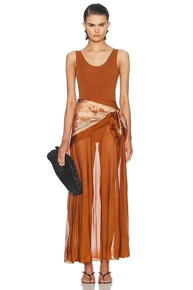 Zimmermann Aster Scarf Maxi Dress in Tan & Print