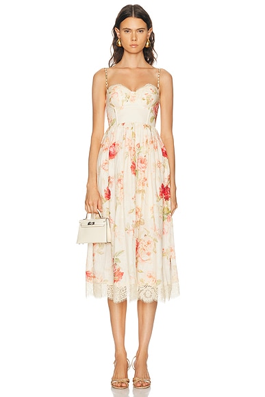 Zimmermann Roselight Picnic Dress in Cream Rose Floral